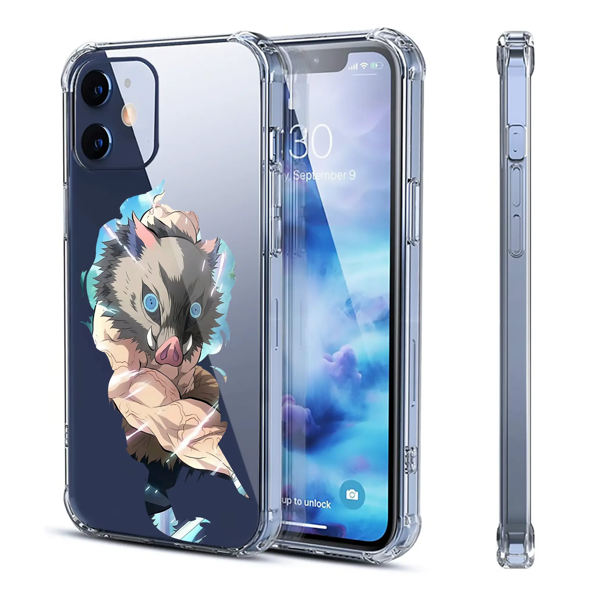 鬼滅の刃 グッズ,嘴平 伊之助 - IPhone 12シリーズ対応 ・ 透明スマホケース ・ クリアソフトケース ・ TPU素材 ・ 耐衝撃 ・ 高密着 ・ 防汚 防指紋 ・ 簡単着脱